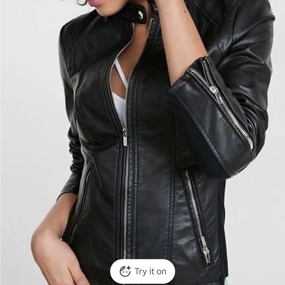 Express Jackets & Blazers - Express Dark Blue Leather Jacket